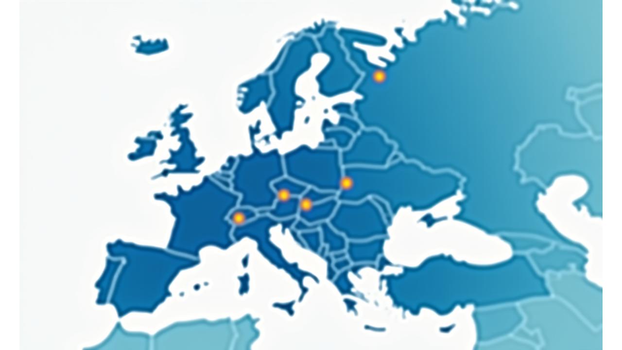 Mapa interativo mostrando a localização de instituições parceiras pela Europa