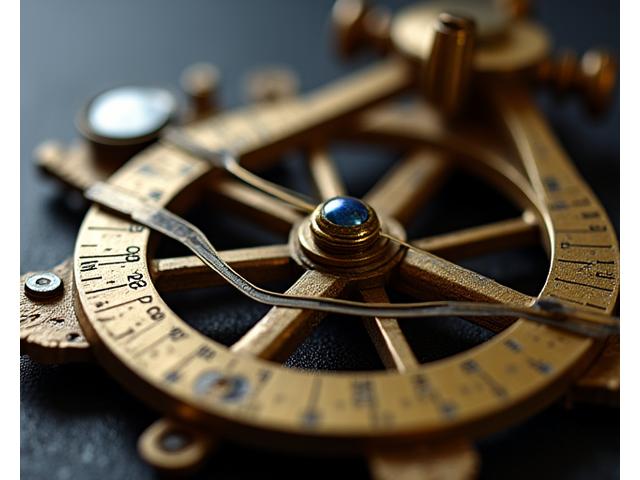 Sextante de bronze histórico após restauro completo, com polimento e calibração